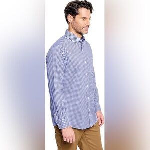 Nautica Men's Navy and White Gingham Shirt